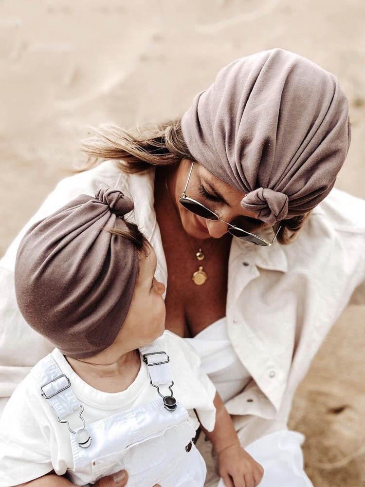 Cute Knot Baby Hat Soft Spring Autumn Kids Girl Boy Bonnet Hat Turban Solid Color Infant Head Wraps Beanie Cap Baby Accessories