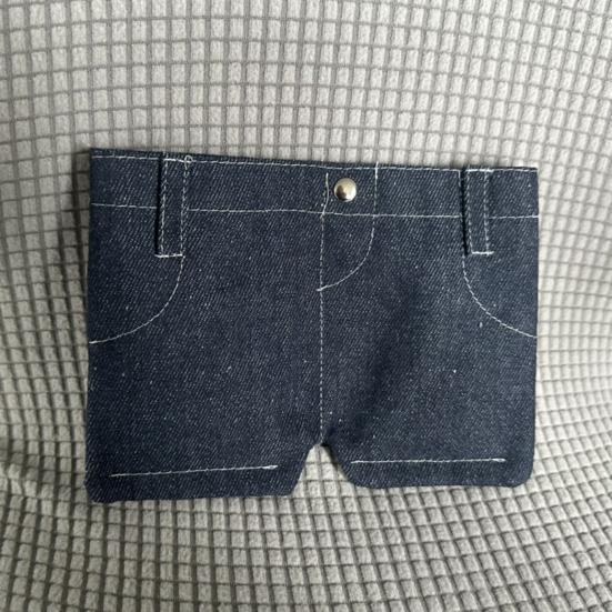 Mini Jeans Wallet Funny Denim Coin Purse Retro Style Bifold Purse with Card Holder Portable Pocket Pants Wallet for Cards Keys Cash