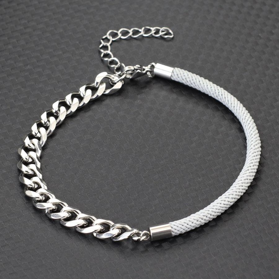 Simple Milanese Rope Braided Chain Splicing Titanium Steel Bracelet Men Women Unisex Style Couple Hand Jewelry Wristband