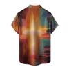 Summer New Men's Printed Slim Fit Shirt Large Fashion Casual Short Sleeve Shirt Men