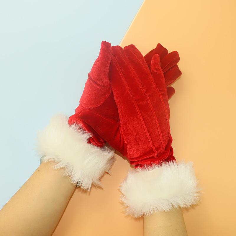 Комплект костюма Санта-Клауса с длинными красными бархатными перчатками для рождественской вечеринки
