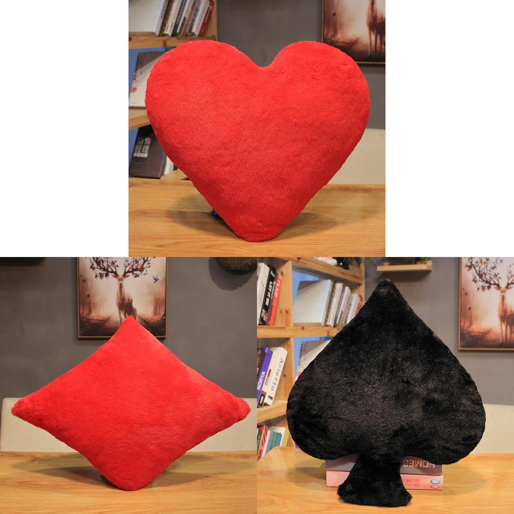 Classic Card Suit Plush Pillow With Soft Short Plush Cover For Home Decor And Lounge Comfort