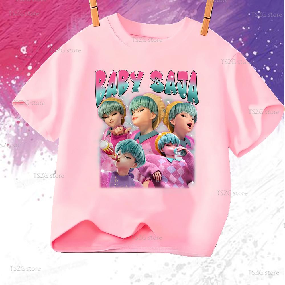 Sommer Anime KPop Dämonenjäger Saja Boys Print Kinder T-Shirt Tops Mode Kinderkleidung Kurzarm Fans Geschenk T-Shirt