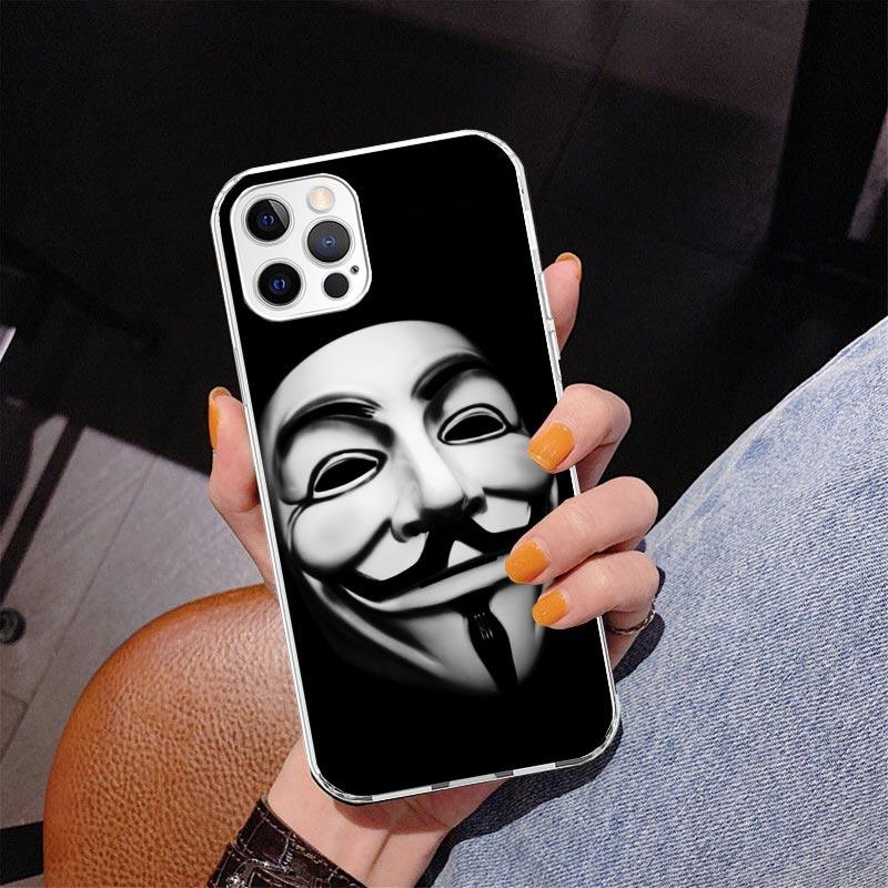 Anonymous V Mask Phone Case For iPhone 17 Air 16 Pro Max 16E 15 + 14 Plus 11 12 13 Mini 7 8 SE Gift Print Cover Fundas 17 Air 16