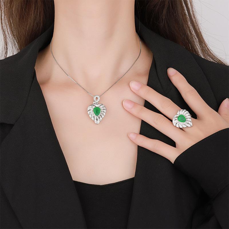 Jewelry Copper Bottom Gold-Plated Simulation Color Treasure Red Corundum Love Temperament Set Female Water Drop 8 * 10