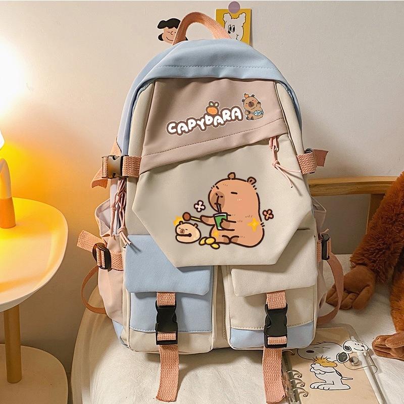 Capybara Cartoon Cute Capybara Youth Large Capacity Backpack Versatile School Bag