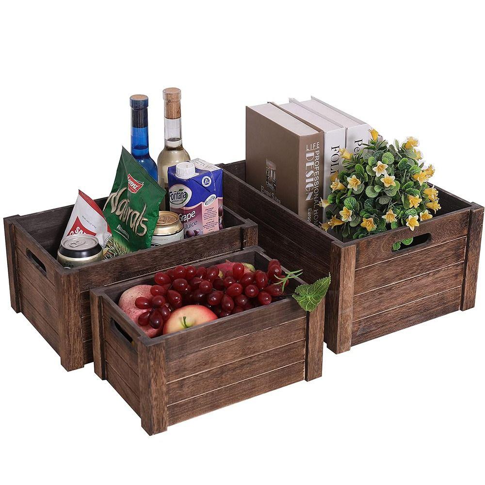 Handcrafted Storage Boxes Handle Storage Container Wood Nesting Storage Crates Office