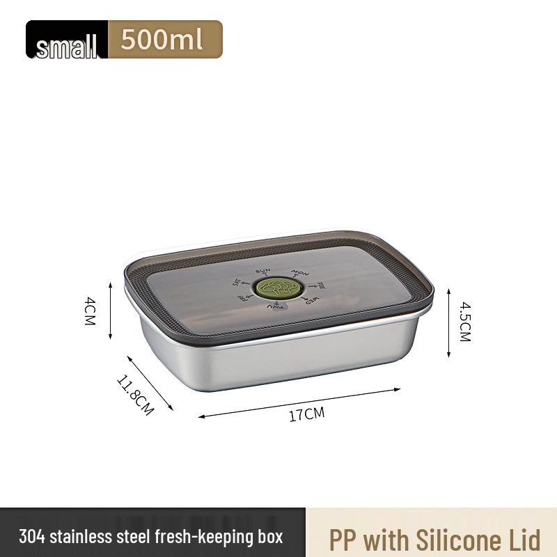 304 Stainless Steel Fresh-Keeping & Storage Box for Refrigerator, Ingredients, Picnic, and Lunch.