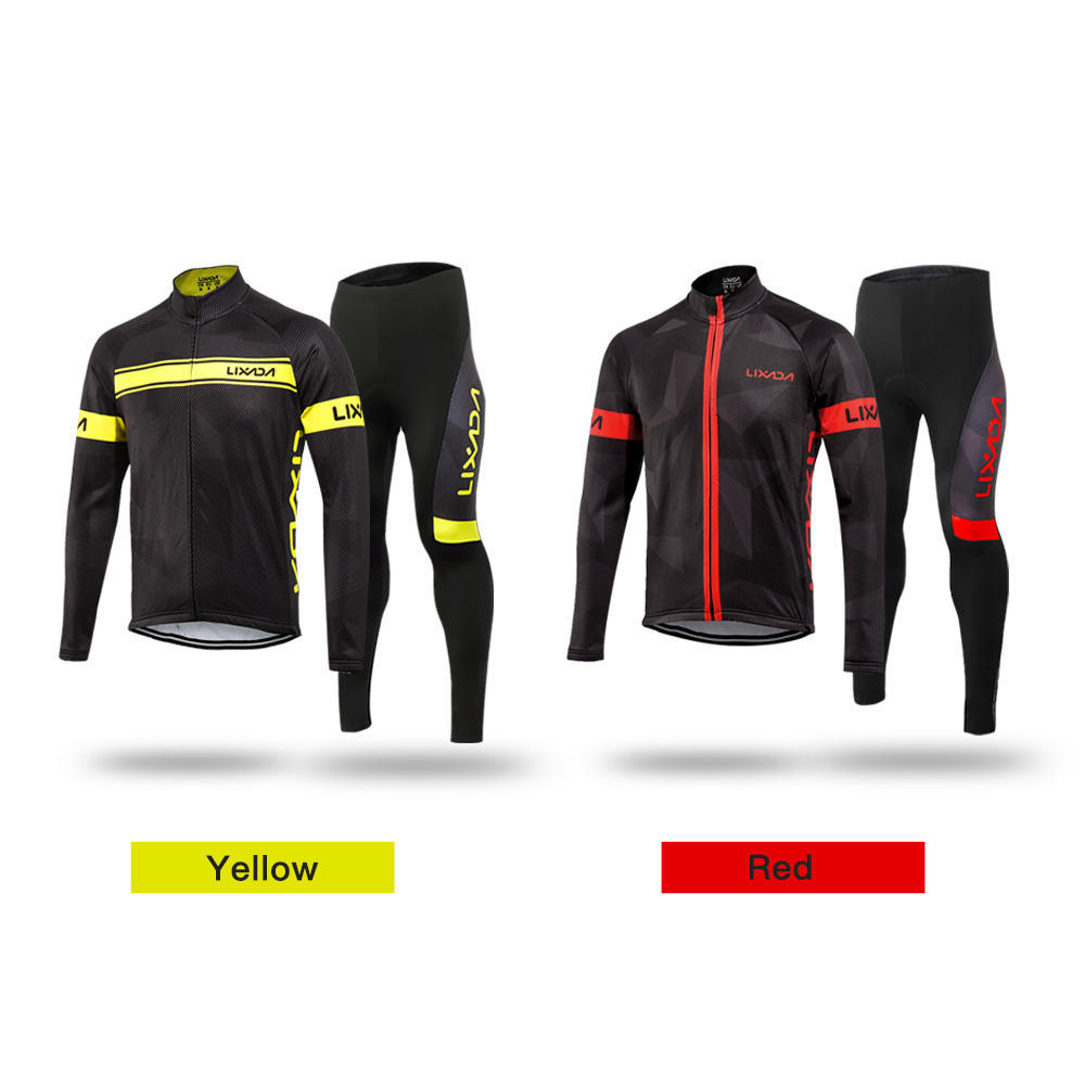 Lixada Men's Winter Thermal Fleece Cycling Clothing Set Long Sleeve