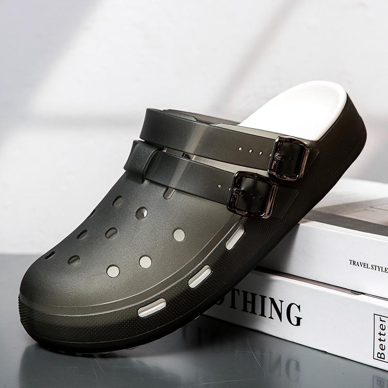 2025 new summer sports and leisure hole shoes cool slippers drive two wear thick-soled light sandals live broadcast 2025