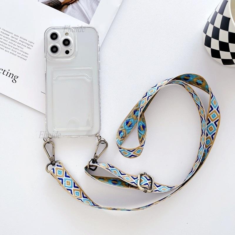 Vintage Strap Case For Samsung Galaxy S25 Ultra S24 FE A36 A06 A16 A55 A35 A15 Crossbody Lanyard Wallet Card Crystal Clear Cover