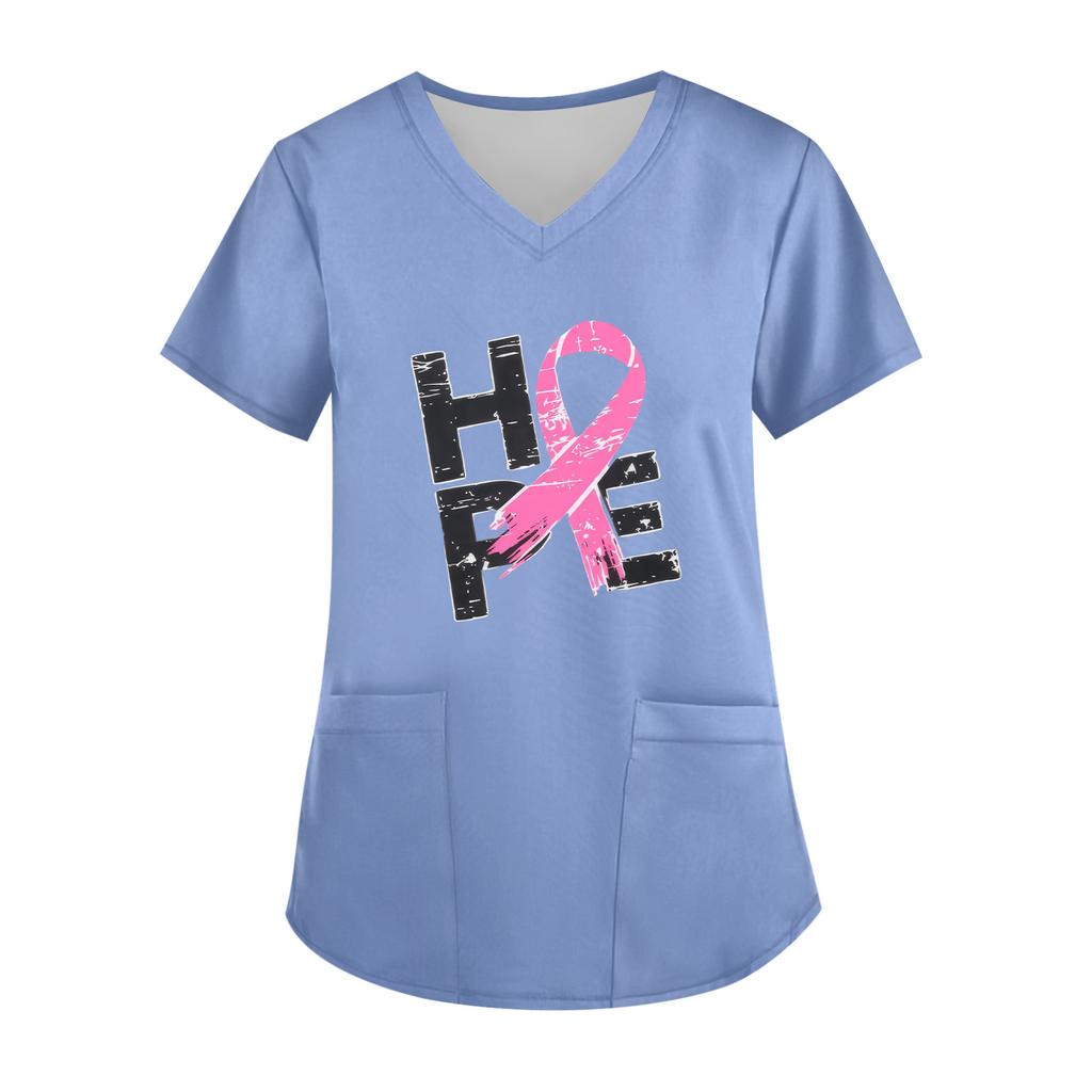 Women's V-Neck Short-Sleeve Pocketed Top With Side Slit