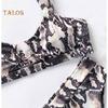 Talos Dámské sexy leopardí hadí potisk Plavky Vycpaná podprsenka Kalhotky s nízkým vzestupem Bikiny