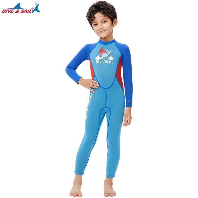 Kids 2.5mm Neoprene Wetsuit Snorkeling Swimming Diving Surfing Warm Full Body Long Sleeve Rash Guard