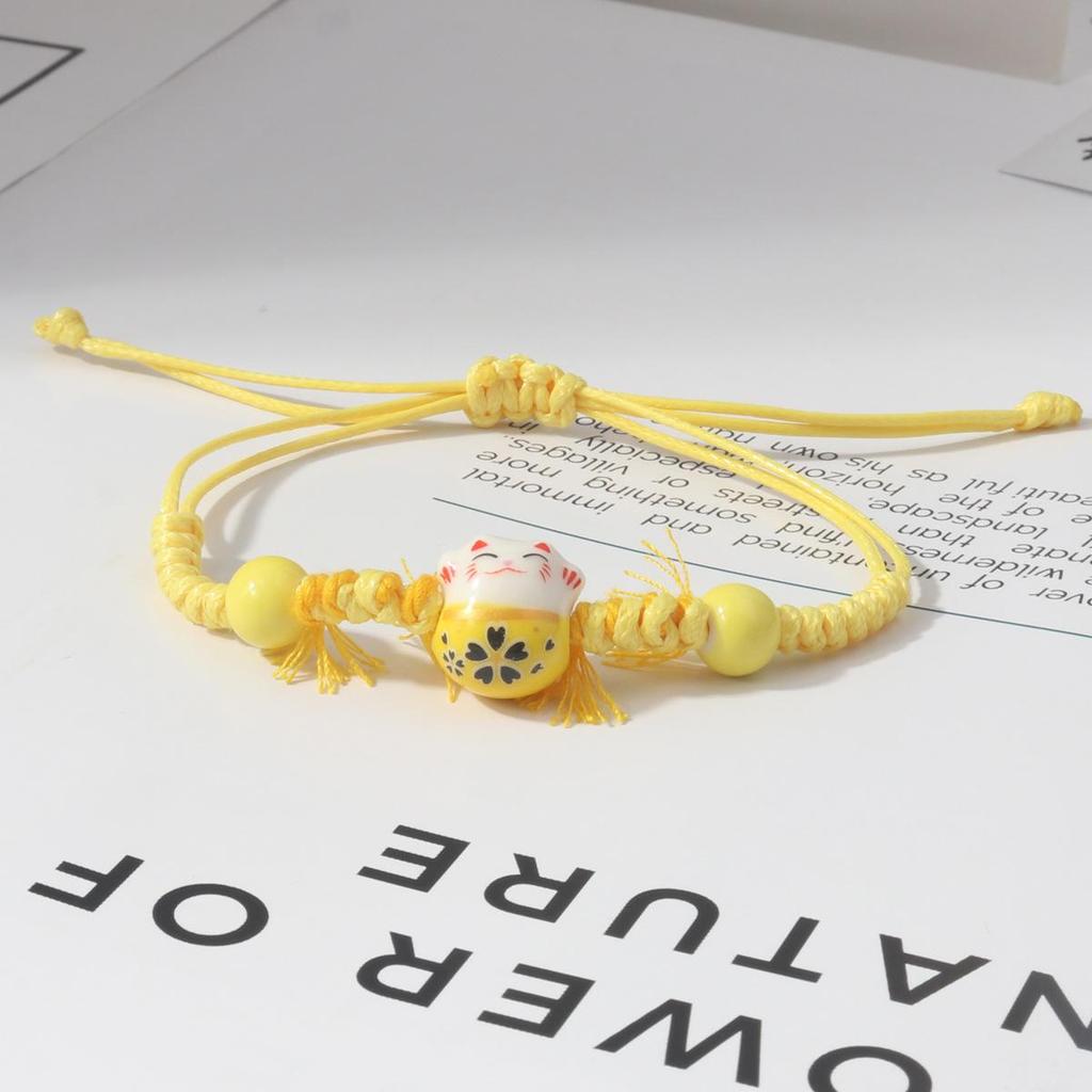 Lucky Cat Candy Color Braided Bracelet for Women