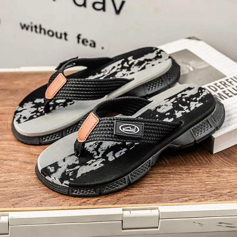 

2025 Summer Men Slippers High Quality Beach Sandals Non-slip Flip Flops Casual Shoes Indoor Outdoor Woven Shoelaces Slippers 40 бежевий