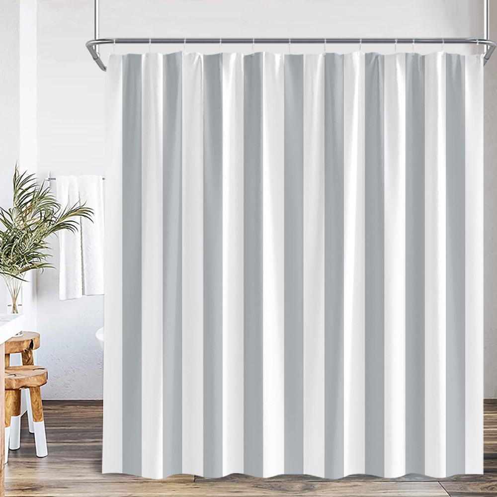 Geometric Stripes Shower Curtain Abstract Wavy Line Spots Art Aesthetic Bathroom Decorations Modern Bath Curtain with Hooks