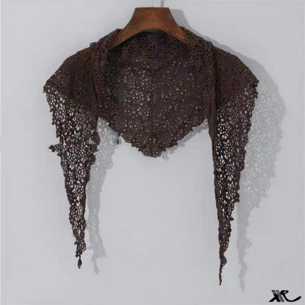 

Lace Trim Hip Curtain Slim Fit Triangular Headscarf Trendy Apron Wrap Skirt Women кавовий