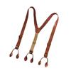 Elegantes Tirantes Clásicos Tirantes Ajustables Cadena de PU Clip Metálico Cinturón de PU Marrón para Boda Ropa de Negocios