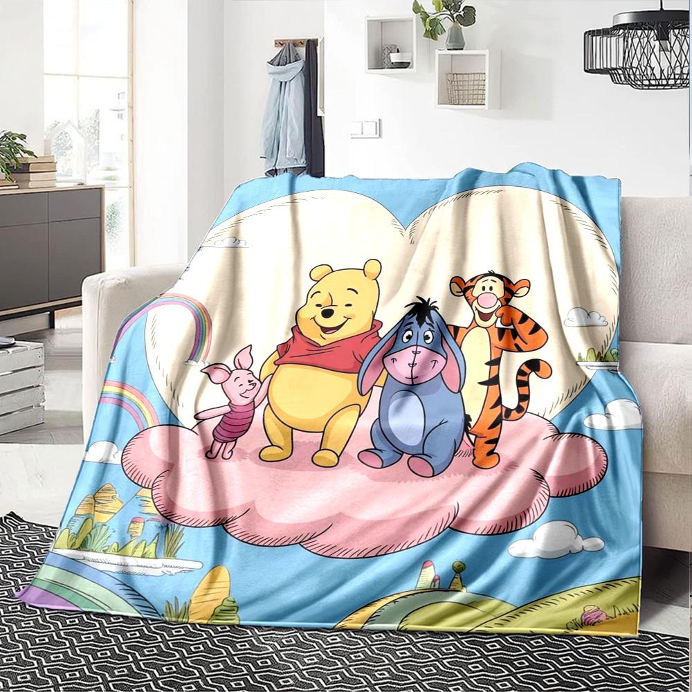 Winnie Pooh Adventure Flannel Blanket Super Soft Warm Cozy Blanket For Sofa Bed Office Travel Allseason Home Decor Gift