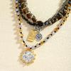 Creative Multilayer Beads Pendant Necklace For Women Men Round Coin Drop Jewelry Gift