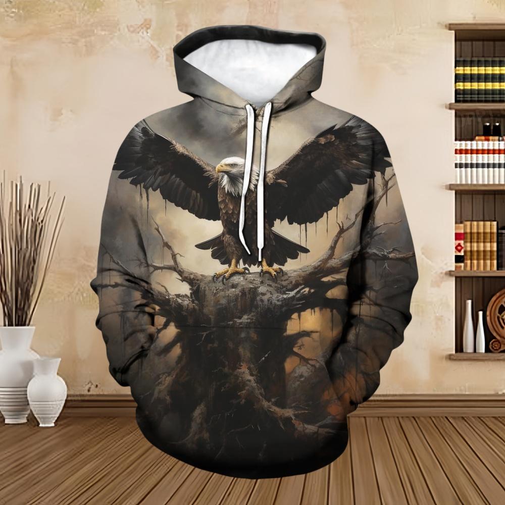 

Худи с 3D-принтом, графикой орла, птичьим искусством, уникальная мужская толстовка с капюшоном, уютная уличная одежда Харадзюку, осенняя повседневная одежда с длинными рукавами 5XL