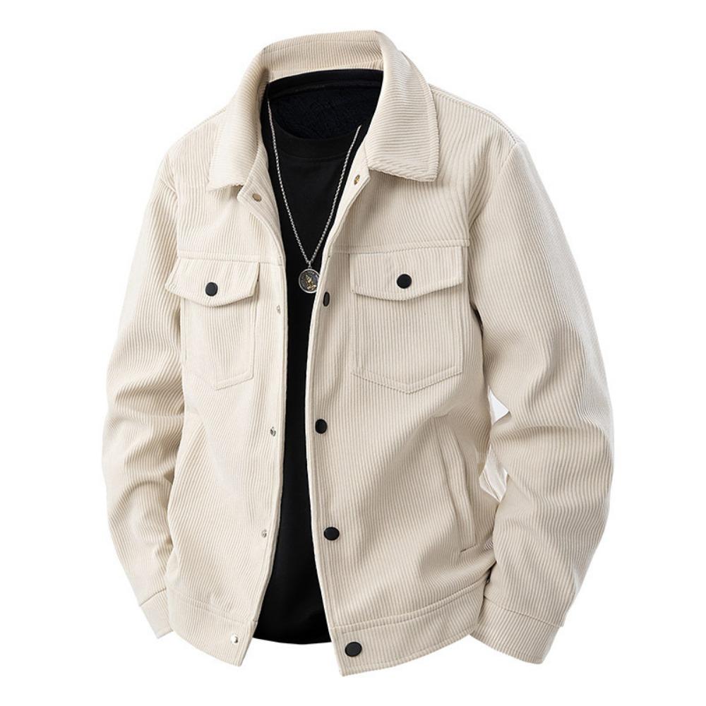 

2026 Stylish New Men Corduroy Jackets Comfortable Windproof Male Clothes Casual Turn-down Collar Jacket Coats Plus Size Multiple Colors M бежевый