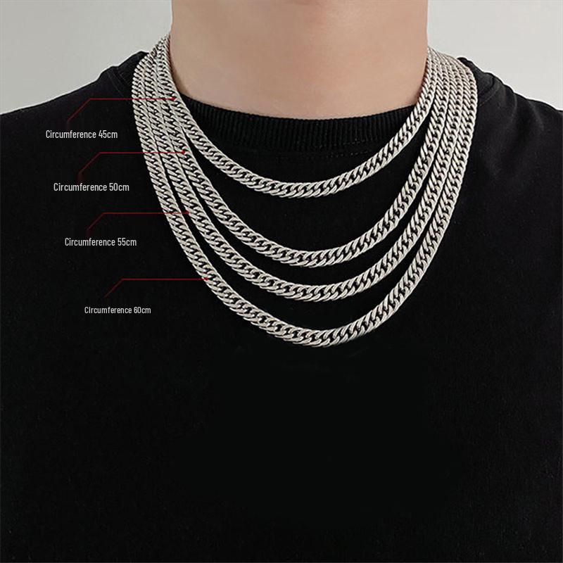 Europeisk og amerikansk hiphop chunky cubansk kjedehalskjede - Trendy street-stil for menn og kvinner, high-end bredt kragebens-tilbehør