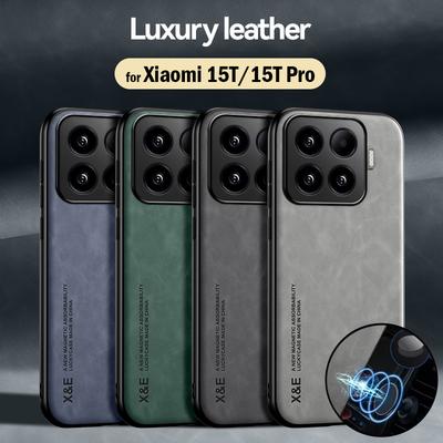 Xiaomi 15T Pro / 15T Kılıfı İçin Moda Deri Kılıf Ultra İnce Araç Manyetik Koruma Telefon Kılıfı Capa