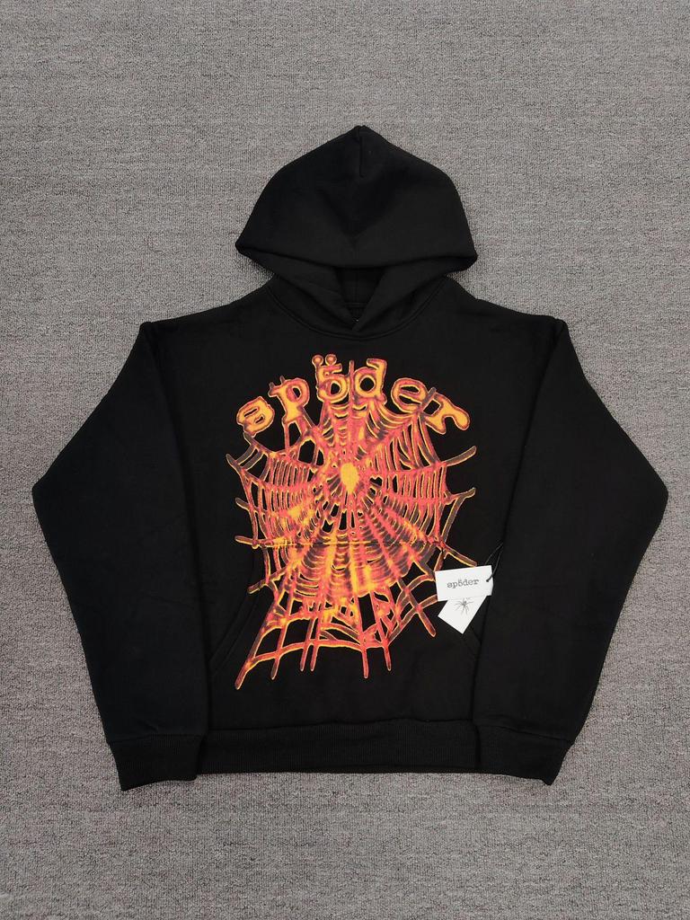 Spider Web Print Men's Heavyweight Hoodie - Trendy, Loose Fit with Plus Velvet