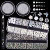 12 Grid Mixed Size Nail Art Flat Bottom Diamond 12 Grid Set Nail Art Resin Aurora Butterfly High Shiny Diy Nail Art Diamond