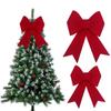Christmas Bow Red PVC Flocked Bow for Xmas Tree Decorations Holiday Wreath Gift Wrapping Party Room Decor Christmas Ornaments