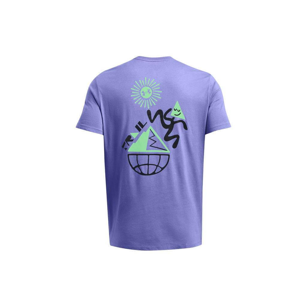 Under Armour Letter Print Pattern Crew Neck Short Sleeve T-Shirt Men Tops Purple 1383923-561