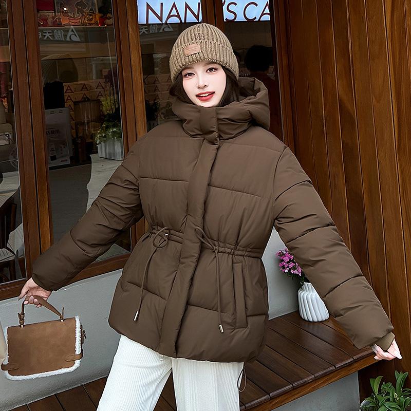 

Пуховик на хлопковой подкладке Зимний Новый Модный и Универсальный Корейская Версия С Капюшоном На Кулиске Приталенный Пиджак-булочка Хлопковая Куртка для Женщин XXL