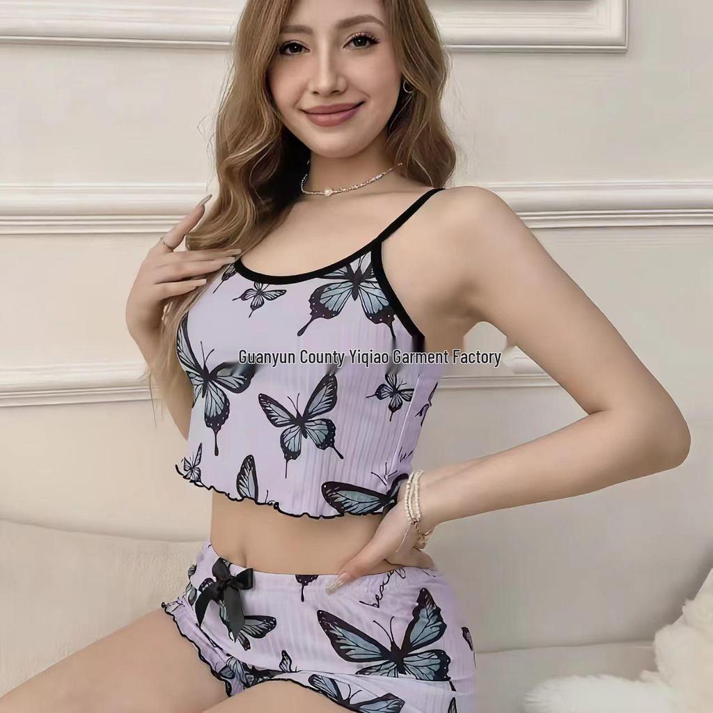 Butterfly Print Women's Camisole and Shorts Homewear Set