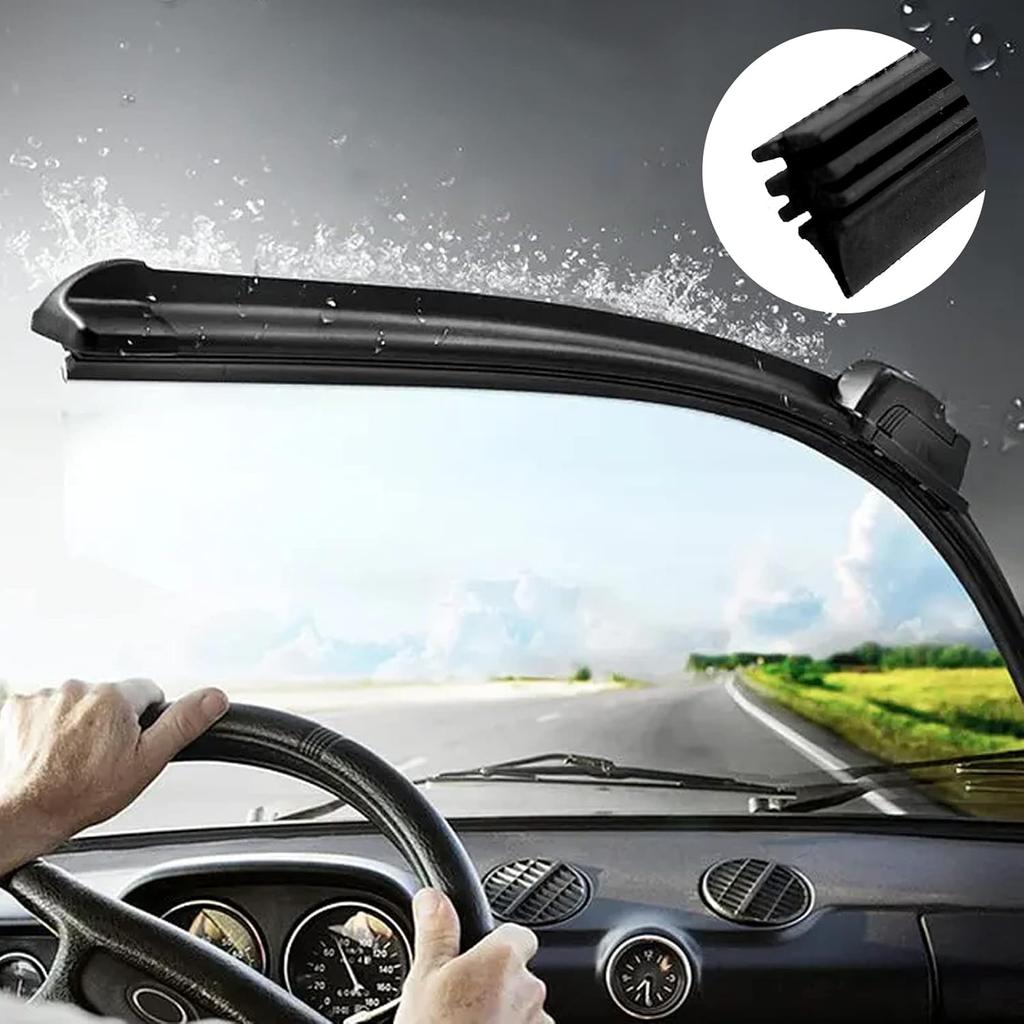 4 Pack Windshield Wiper Blades Refills, DIY Adjustable Windscreen Wiper Rubber Strips, Frameless Window Boneless Ert Silicone Strips, Universal For
