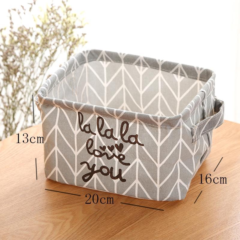 Простой стиль прямоугольный настольный ящик для хранения с сетчатым узором в полоску ящик для хранения с ручкой водонепроницаемый тканевый ящик для хранения about 20x16x13cm 1773₽