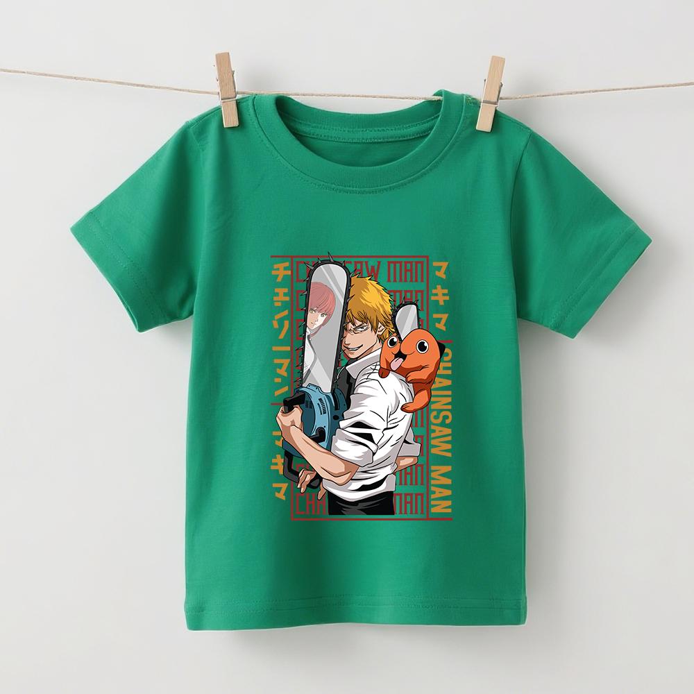 Kettingzaagman Denji Anime Print Jongens Meisjes Katoenen T-shirt Kinderen Korte Mouw Top Zomer Zacht Casual Kleding
