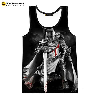 Templářští rytíři tílka s 3D potiskem Móda Muži Letní Vesta Ležérní Košile bez rukávů Hip Hop Streetwear Oversized topy