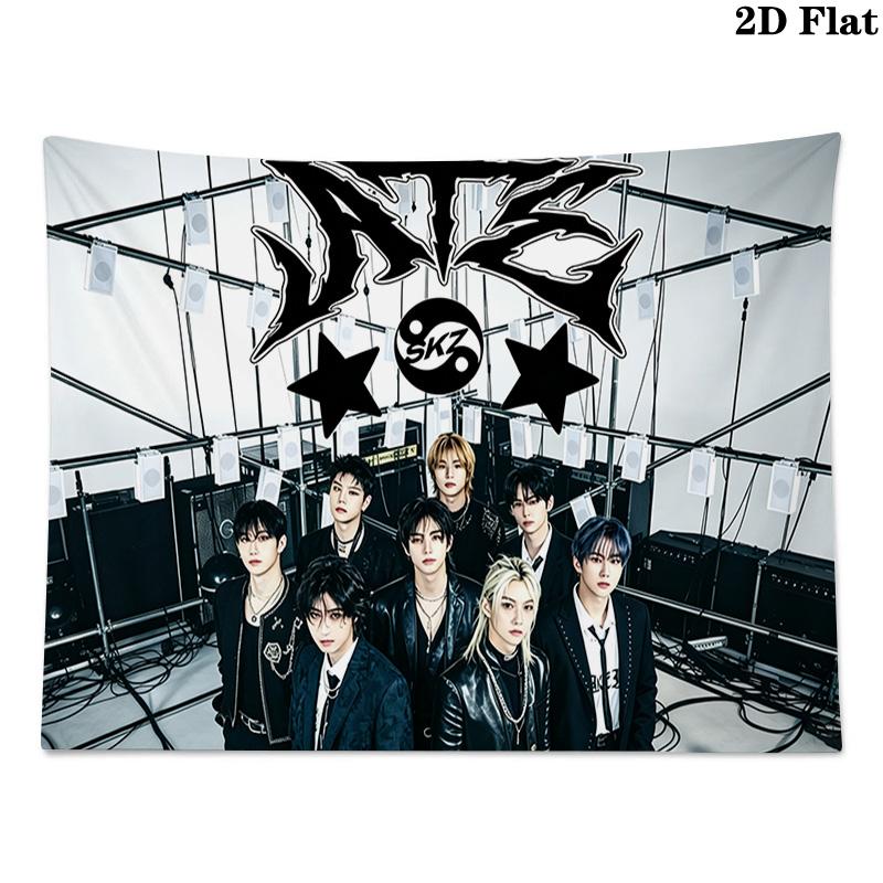 SKZ Kpop Wall Tapestry Aesthetic Wall Hanging Printed Fabric Blanket Decorative Tapestries for Bedroom Living Room Home Decor