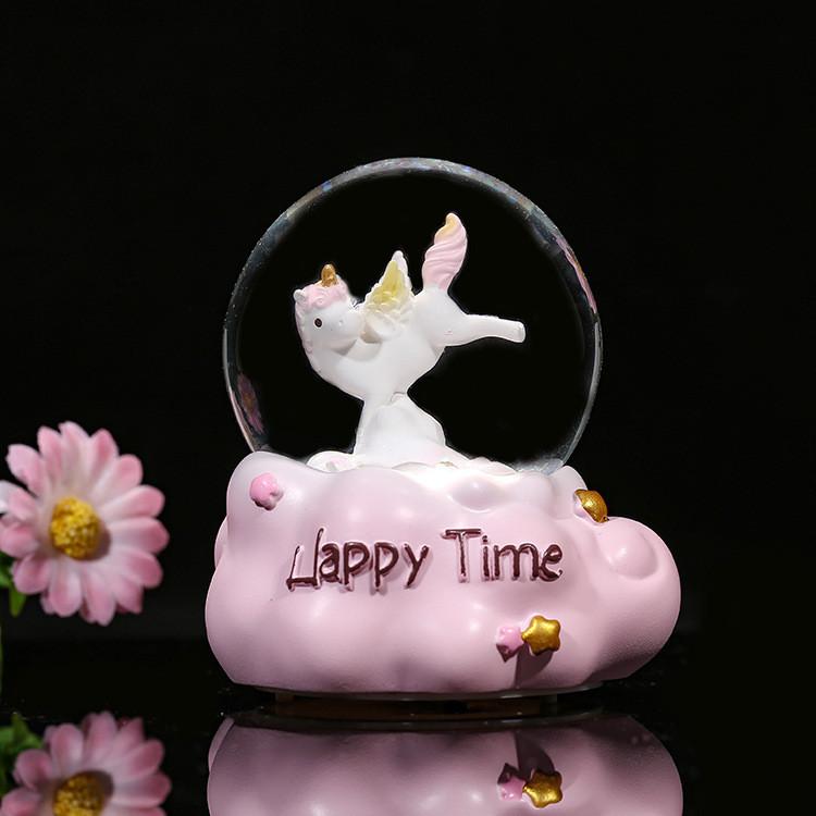 Go Pink Merry Round Crystal Ball Glow Cartoon Night Light Button Cell Electric