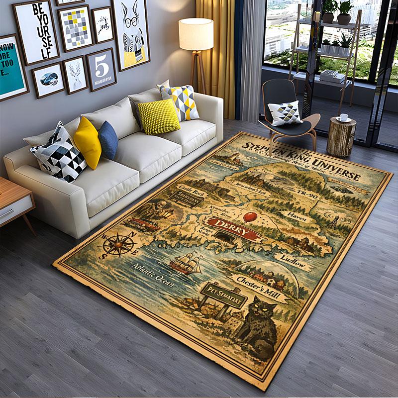 Stephen King Universe Map suitable as a non-slip mat for the living room or bedroom sofa
