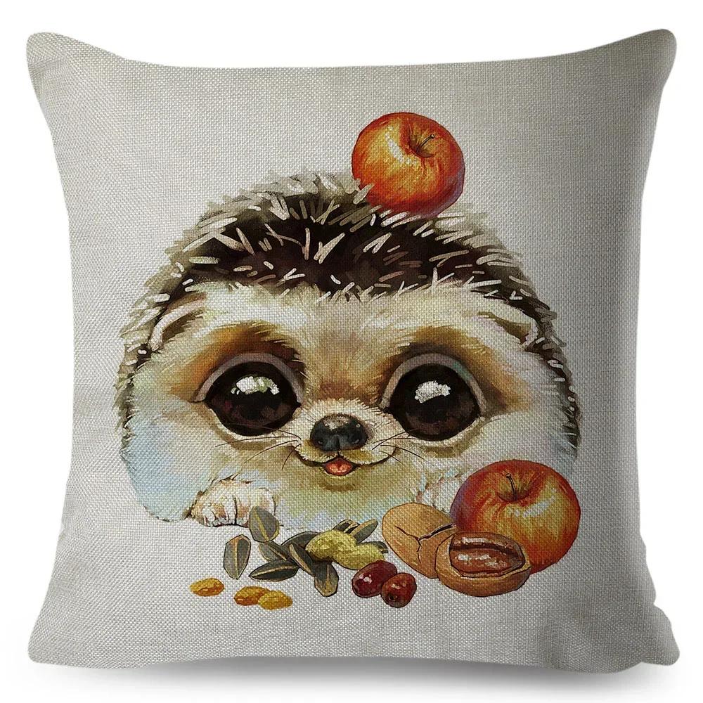 Cute Cartoon Animal Pillowcase Watercolor Animal Cushion Cover Living Room Bedroom Sofa Linen Decorative Pillowcase