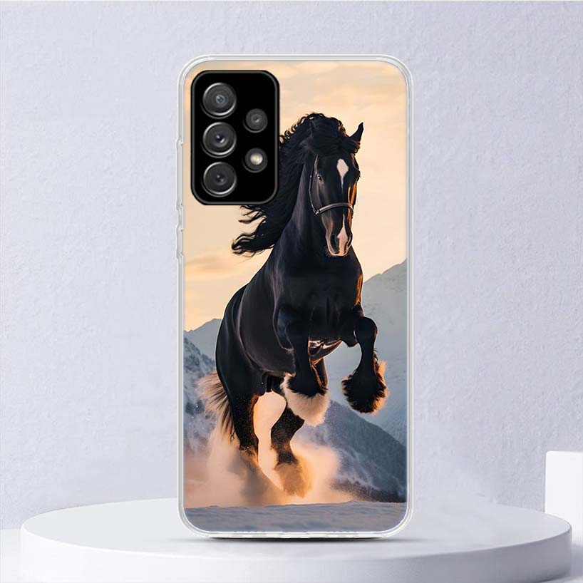Animal Black Horse Soft Case For Samsung Galaxy A52 A51 A50S A12 A10S A20S A30S Phone Cover A71 A41 A31 A21S A70 A40 A20E A11 A5