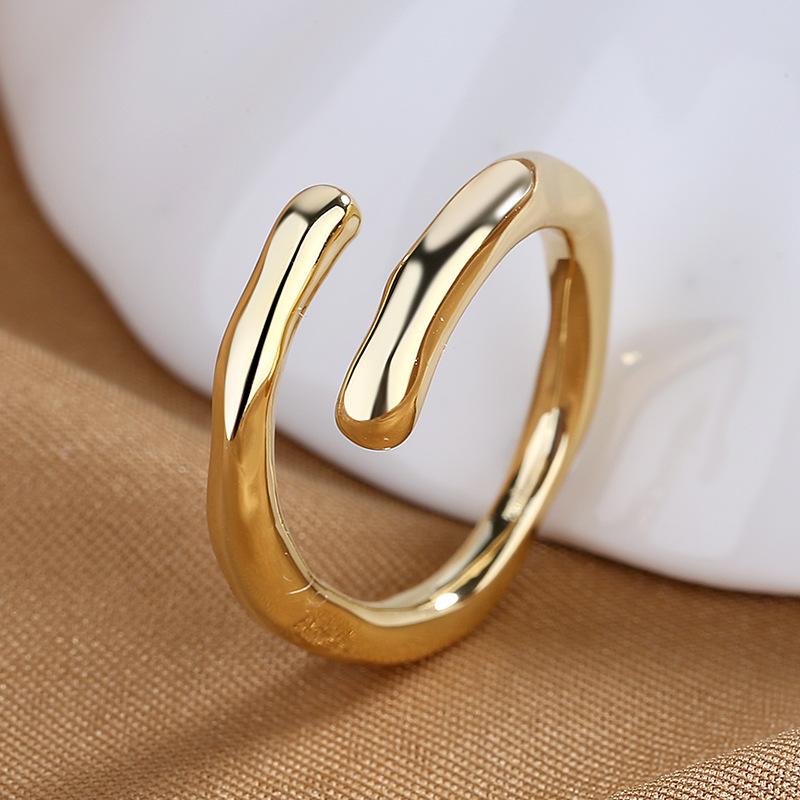 925 Sterling Silver HipHop Ring Open Adjustable Silver/Gold for Women Exquisite Student Girlfriend Jewelry Wedding Party GiftG