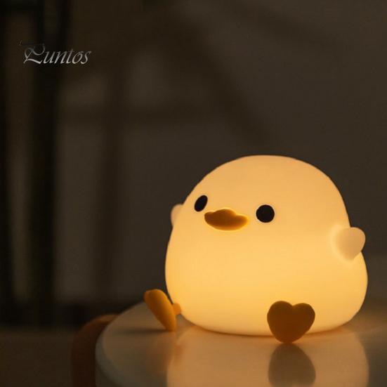 Duck Night Light Dimmable Soft Lighting Flicker Free Rechargeable Adorable Appearance Cartoon Duck LED Bedside Lamp