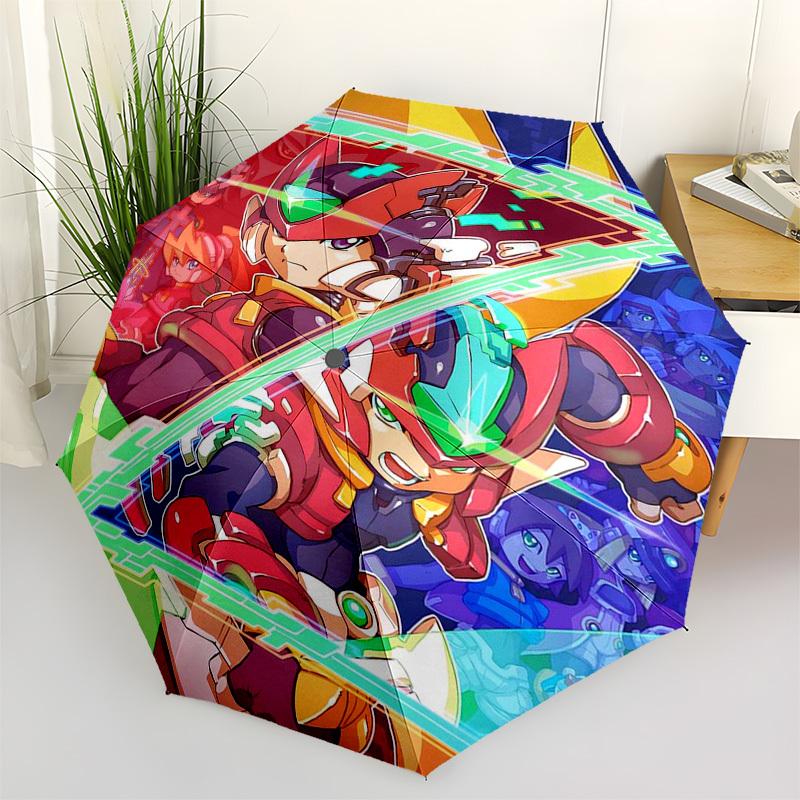 

1pc Auto-Open Close Outdoor Umbrella with 3-Fold Design, Featuring Mega Man Legends Characters - Perfect for Outdoor Use, Travel, and Gifts!L030