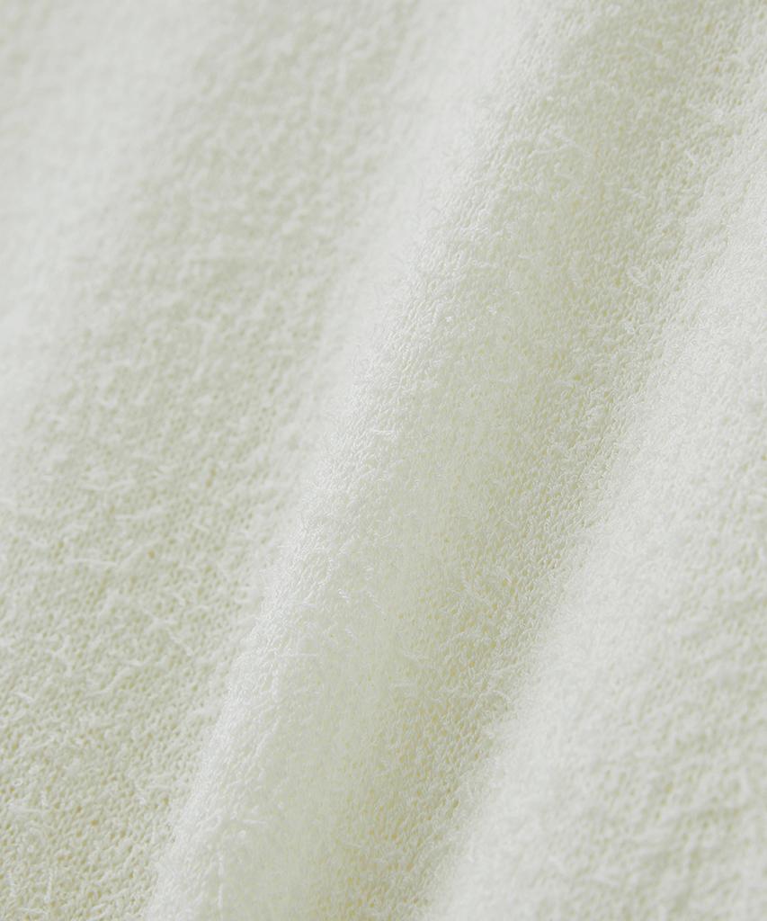 BLOND9 Tail Yarn Open Collar Short Sleeve Knit_Ivory