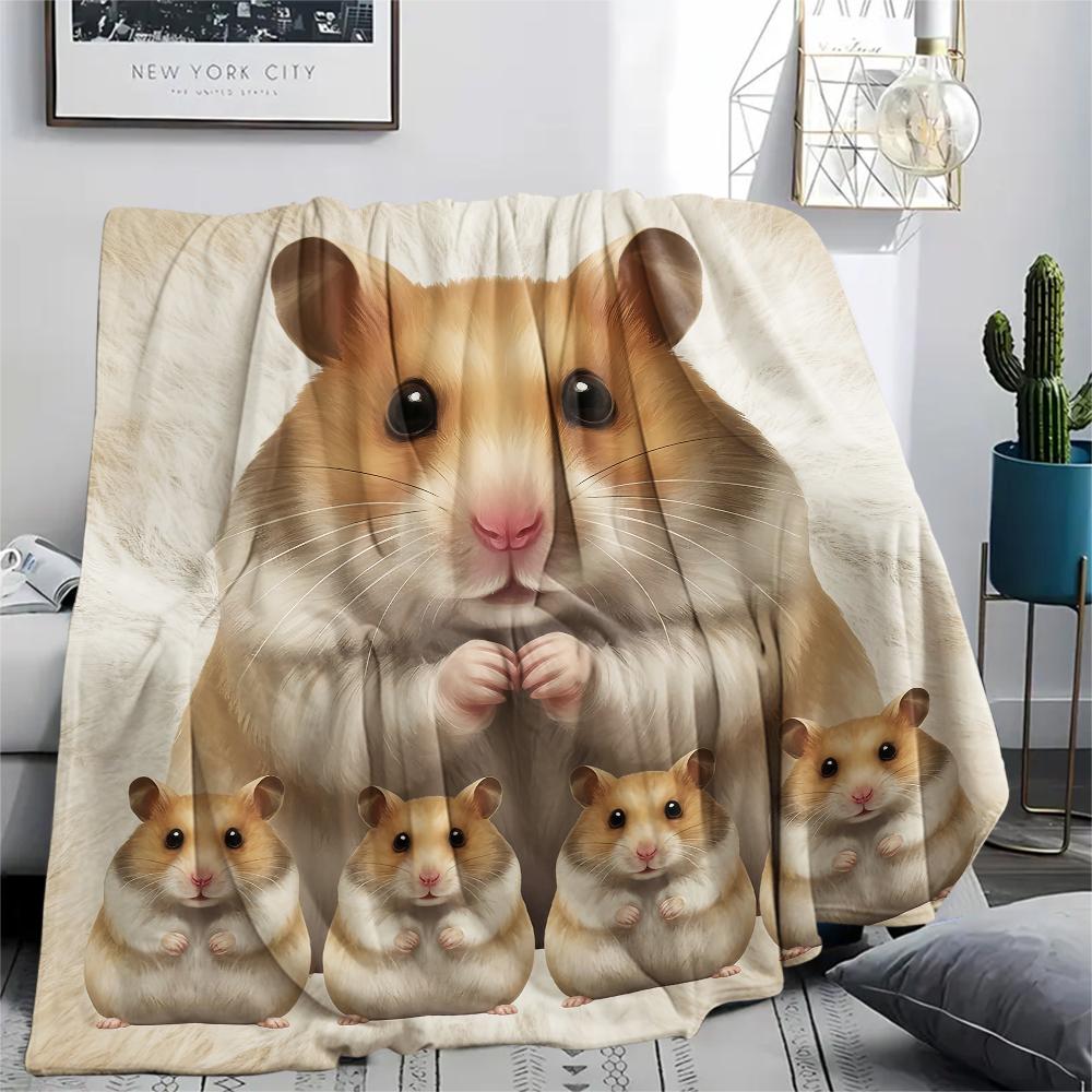 1Pc Hamster and Rat Print Flannel Blanket, High Quality Comfortable for All Seasons, Home Decor, Warmth and Comfort, Perfect for Gifts