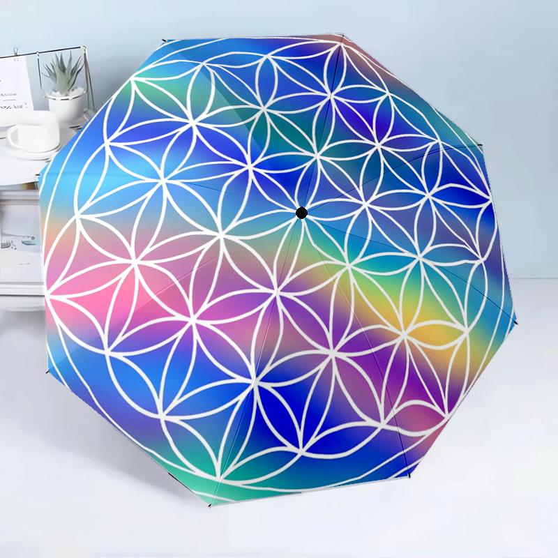 Cosmic Flower Of Life 8-Frame for Travel, camping, Casual Lightweight Portable Umbrella, Essential for every family Holidays Birthday Gift